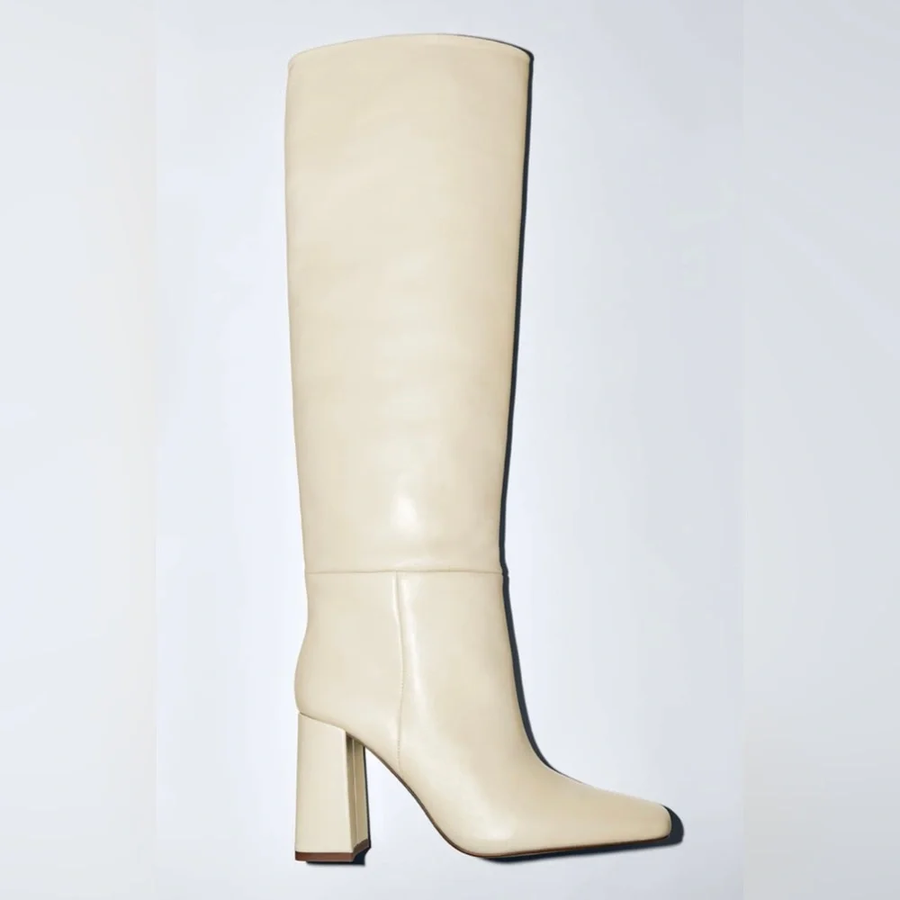 Zara Heeled boots leather off white - Picture 4 of 6